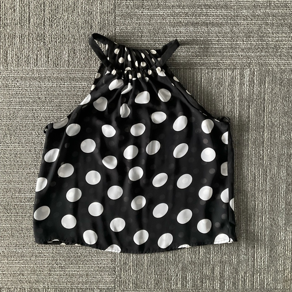 Black white dot halter top Women’s L
